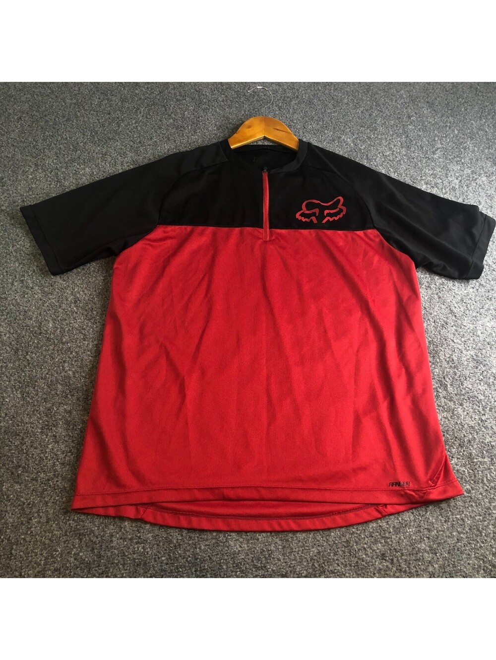 Fox Ranger Short Sleeve Jersey Mens Large Red Black 1/4 Zip MTB Cycling